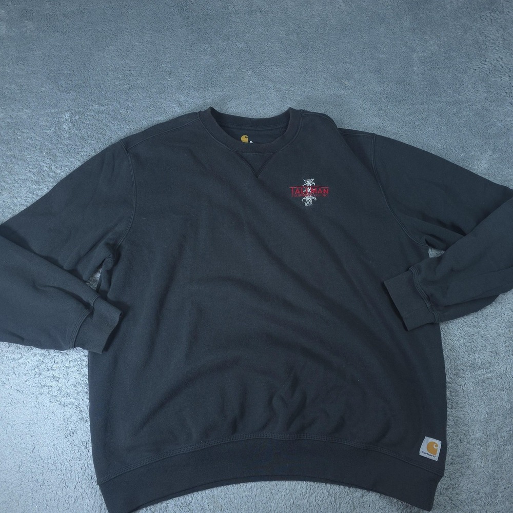 Carhartt Sweatshirt Mens XL Black K124 Pullover Crewneck Tallman Equipment Logo